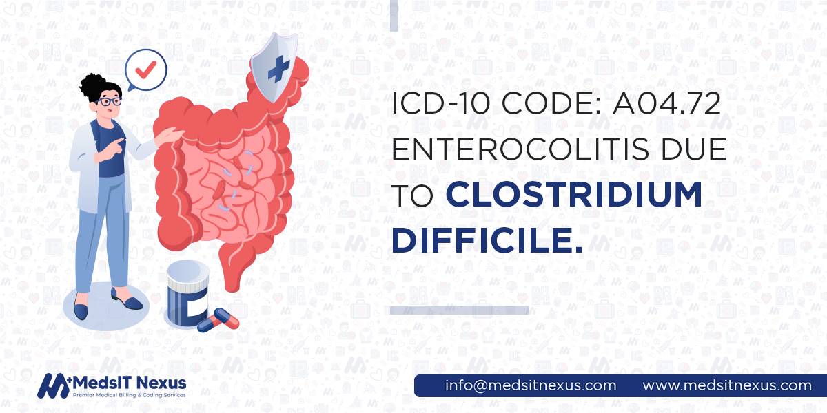 ICD-10 code: A04.72 Enterocolitis due to Clostridium difficile.