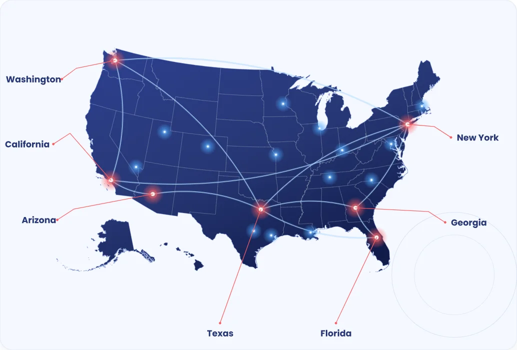 Map of the United States showing medical billing service coverage