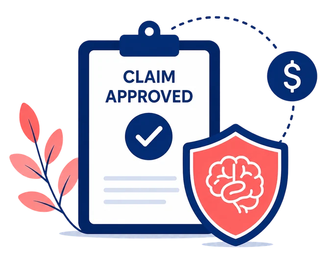 Approved behavioral health claim with a protected payment