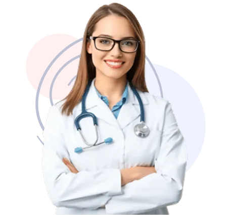 Smiling doctor in a white coat with a stethoscope