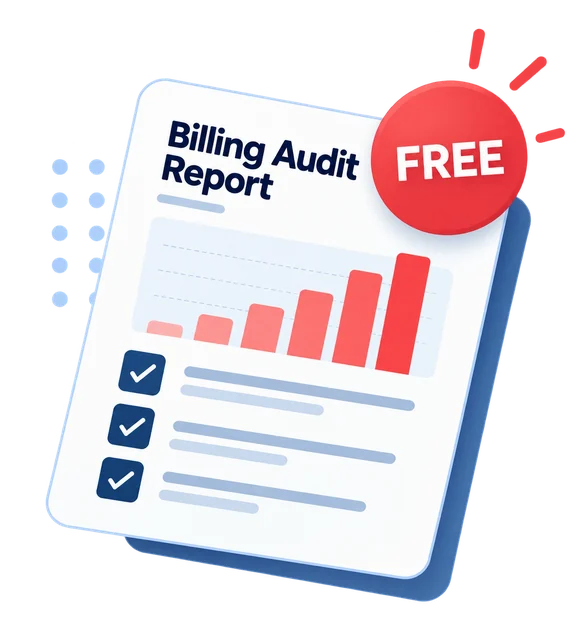 Sample billing audit report with a free-audit badge