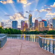 Texas city skyline at dusk
